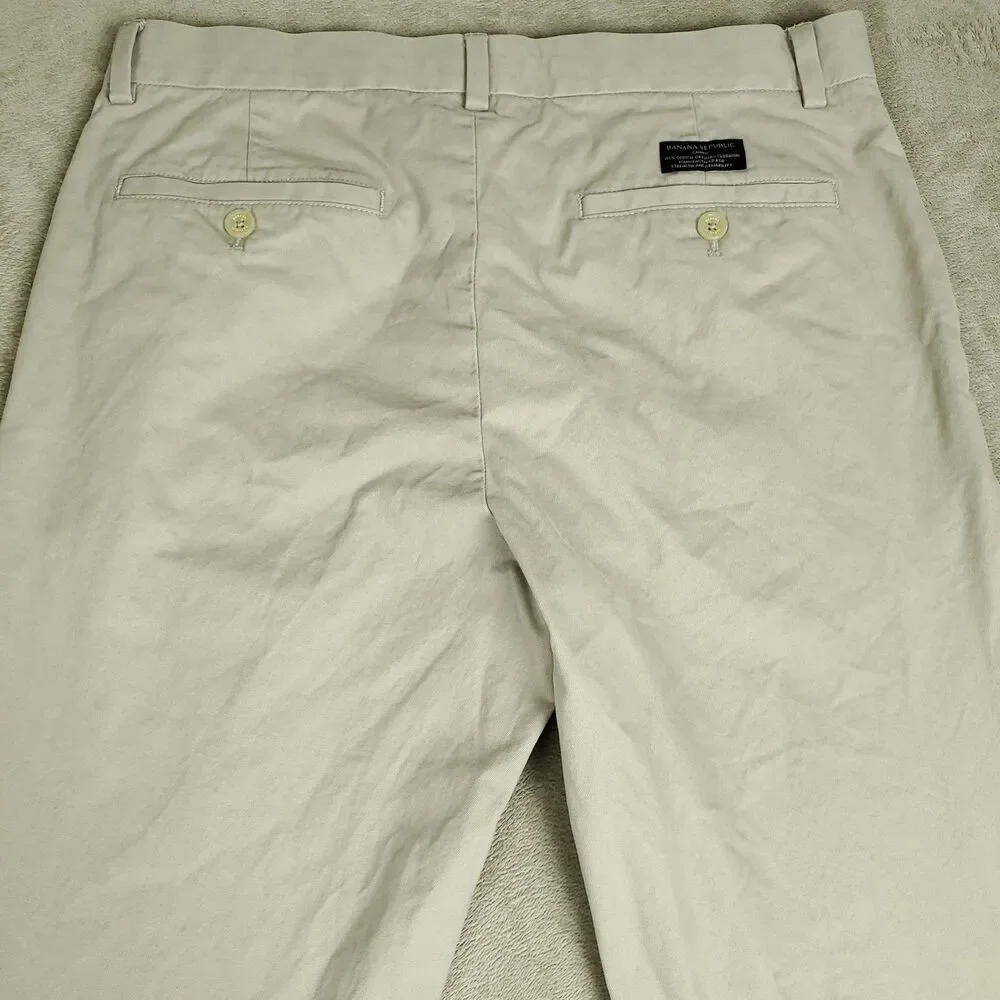 Banana Republic Aiden Chino Pants Mens 32x32 Beige Khaki Regular Fit Casual